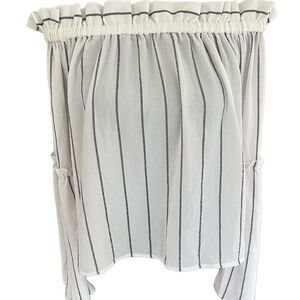 Abound white with black stripes off shoulder top with bell sleeves size L